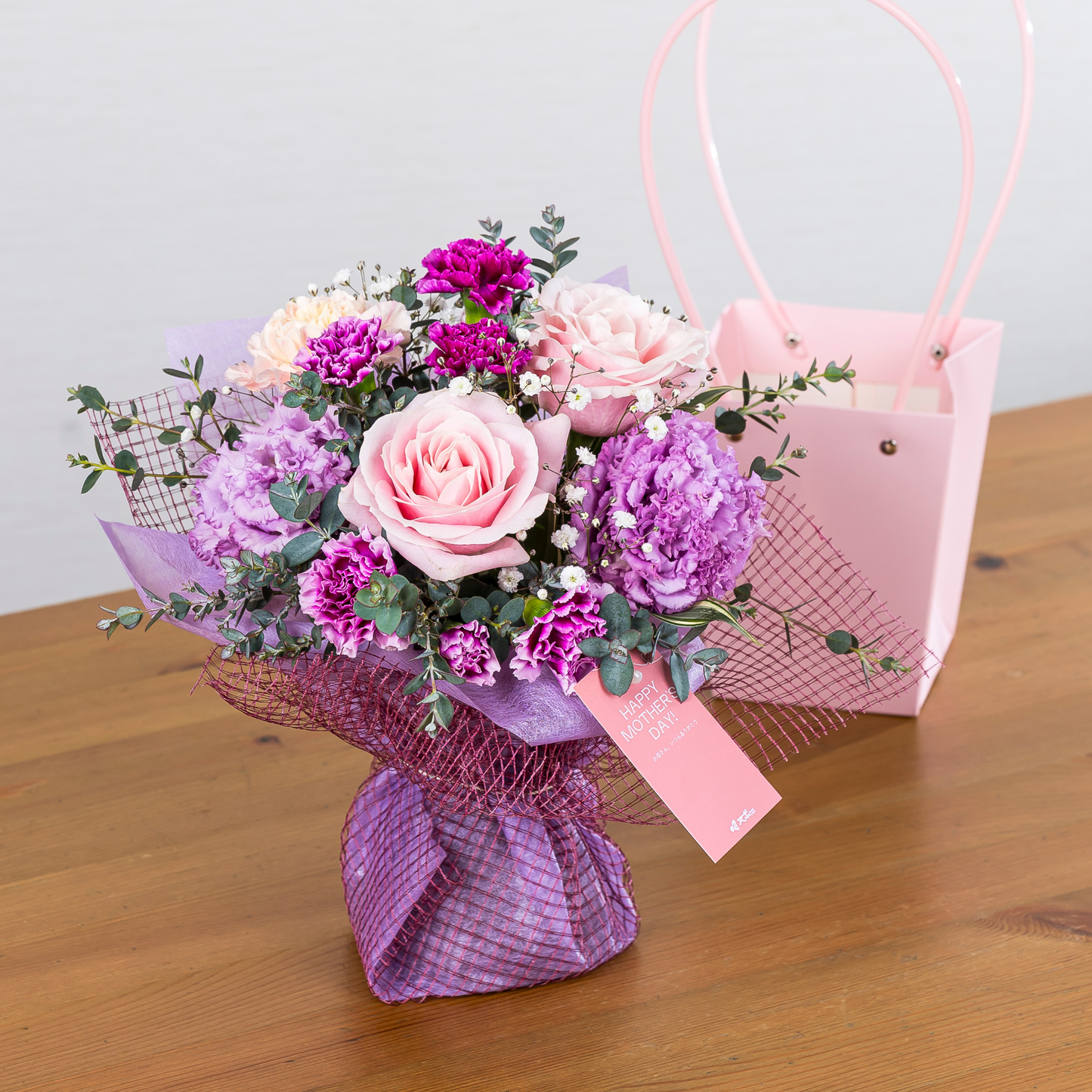 A03[5/8-10 受取・配送]■スタンディングブーケ■いやしパープル